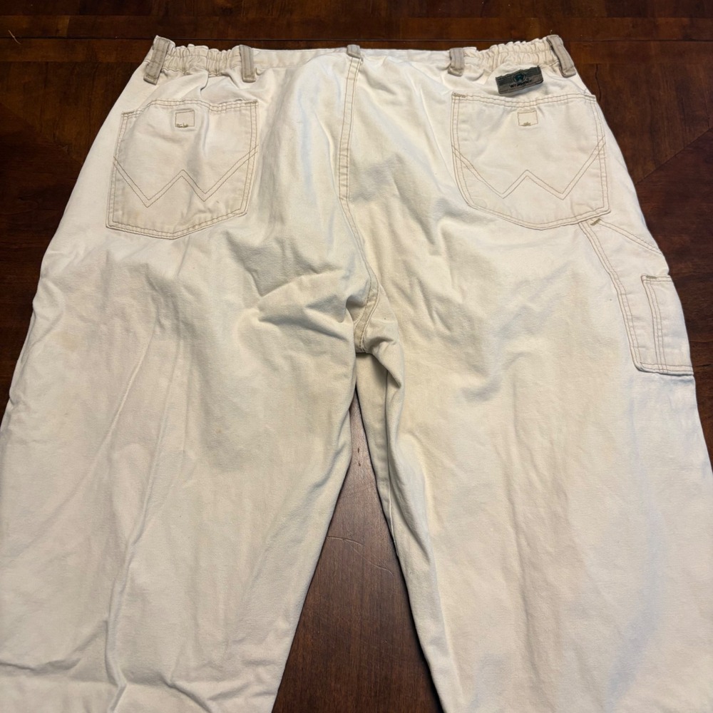 Wrangler Carpenter Pants Mens 40x30 Tan Canvas Elastic Waist Made in USA 33344TN